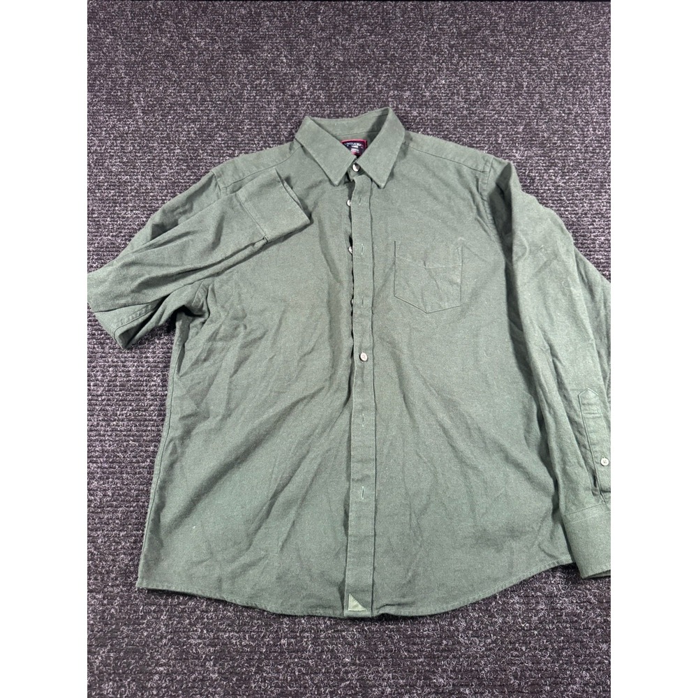 UNTUCKit Mens Large Olive Green 100% Cotton Button Up Shirt Long Sleeve